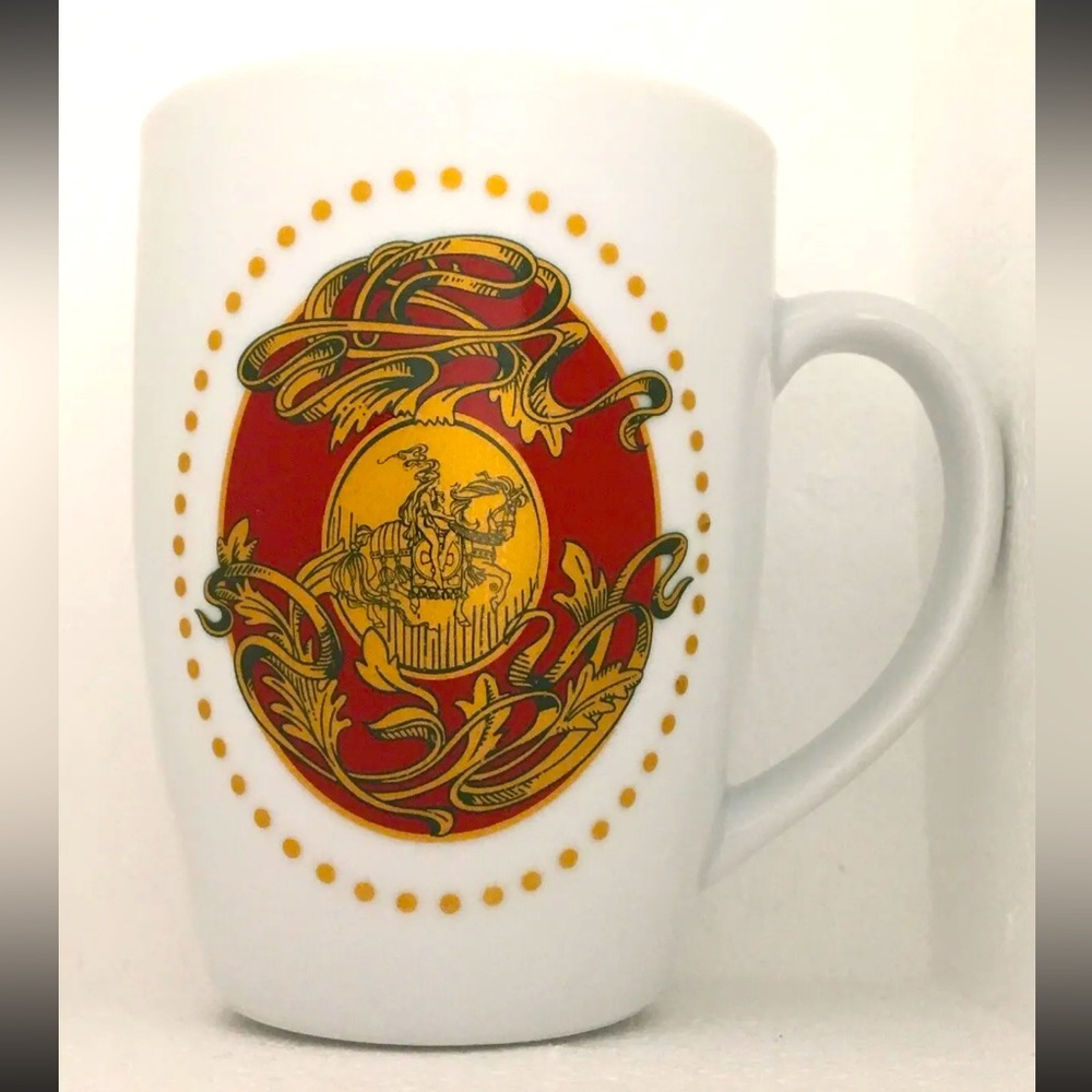 Godiva Chocolatier White Red Gold Crest Logo Coffee Mug Tea Cup Made in Thailand